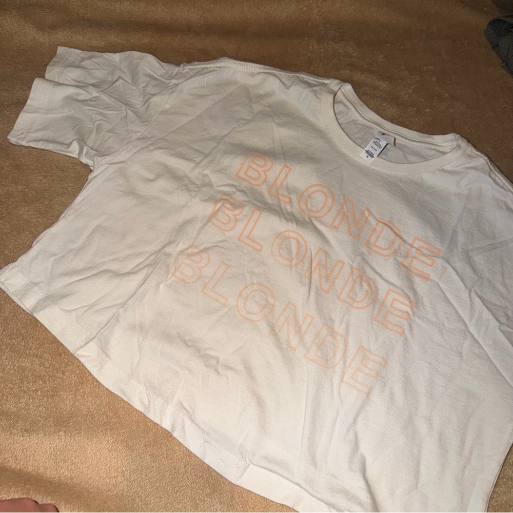 Blonde Graphic Tee - Cream with Peach Print
